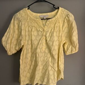 LOFT Women's Light Yellow Textured Blouse